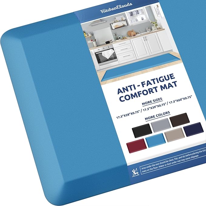 KitchenClouds Kitchen Mat Cushioned Anti Fatigue Kitchen Rug 0.8inch Waterproof Non Slip Kitchen Rugs and Mats Standing Desk Mat Comfort Floor Mats for Kitchen Sink Office (17.3"x60",Green)