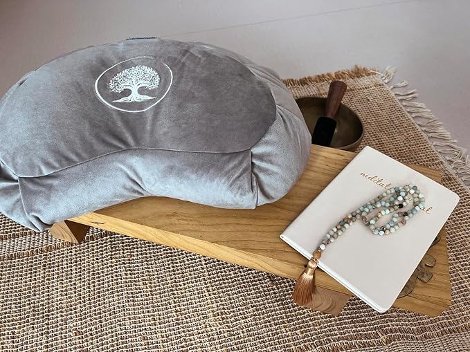 Meditation Cushion - Premium Yoga Buckwheat Bolster - Gifts for Women - Self Care Gift - Anxiety Relief Items - Meditation Floor Pillow - Meditation Kit