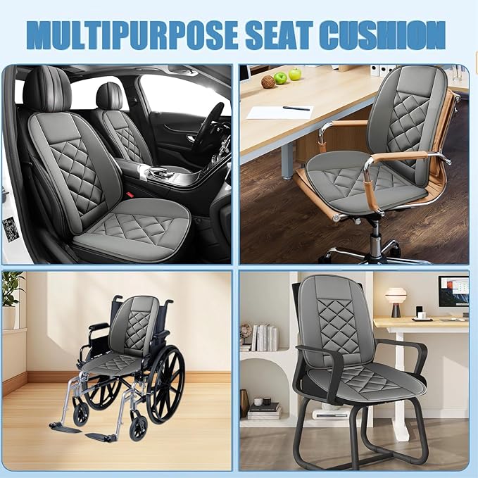 Chezope Car Seat Cushions Lumbar Support Pillows with Comfort Memory Foam Design Washable and Adjustable for Drivers and Office Use (Grey)