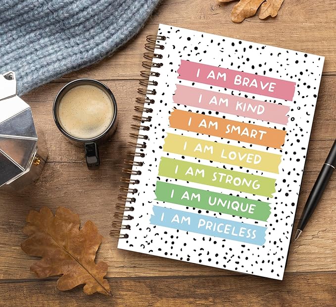 Affirmations Boho Rainbow Notebook, Affirmation Journal,Positive Affirmation Gifts, Preppy Rainbow Notebook,Daily Affirmation for Women,Inspirational Gifts,Spiral Notebook 5.5x8.3