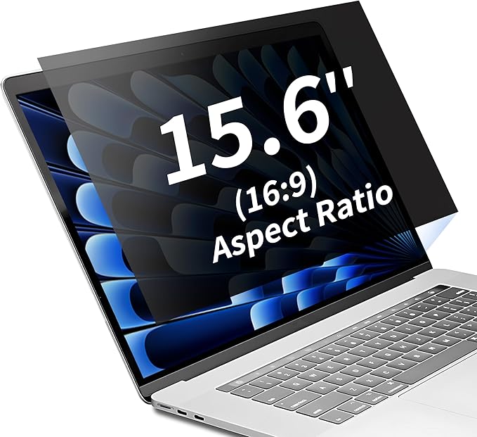 Seorsok 15.6 Inch 360°Laptop Privacy Screen Filter,Anti Peeping Anti Blue Light Anti-Fingerprint Laptop Privacy Protector,Compatible with 15.6" with 16:9 Aspect Ratio HP/Lenovo/Dell/Acer/ASUS