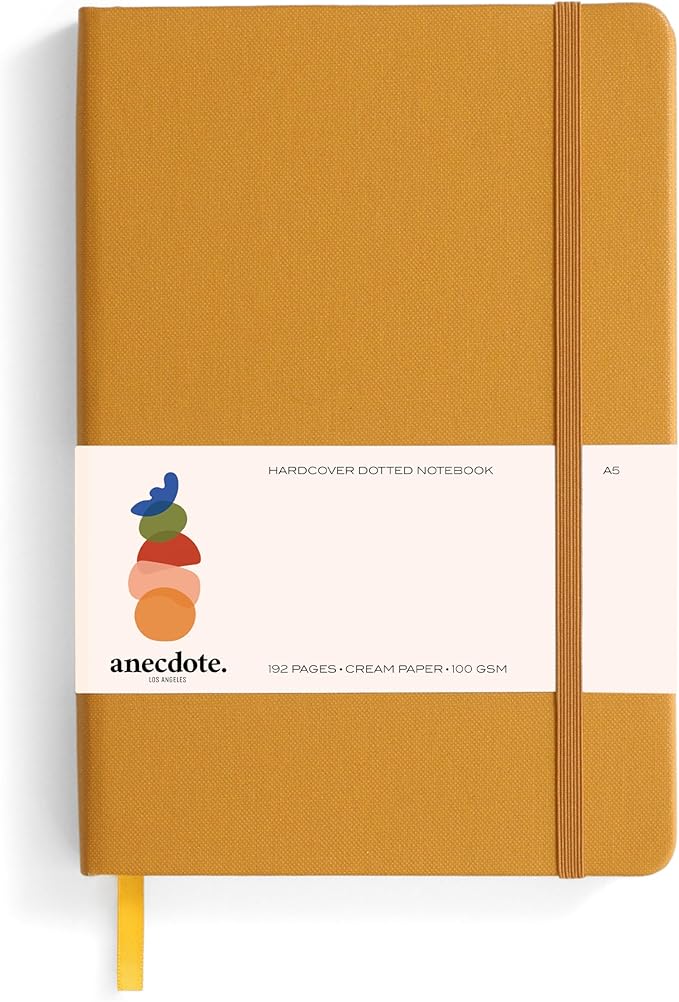 Hardcover Dotted Journal with Thick 100 gsm Paper A5 size (8.3 inches x 5.4 inches) - Daily Writing Notebook for Travel, School and Office Use - Diary Journal for Women and Men - Mustard