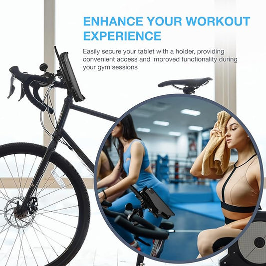 Randconcept - Treadmill Tablet Holder, Elliptical Tablet Holder, Large Clamp for Indoor Exercise Stationary Spin Bike, Mic Stand for iPad Pro 12.9 Air Mini Galaxy Tabs 5-13" Tablets