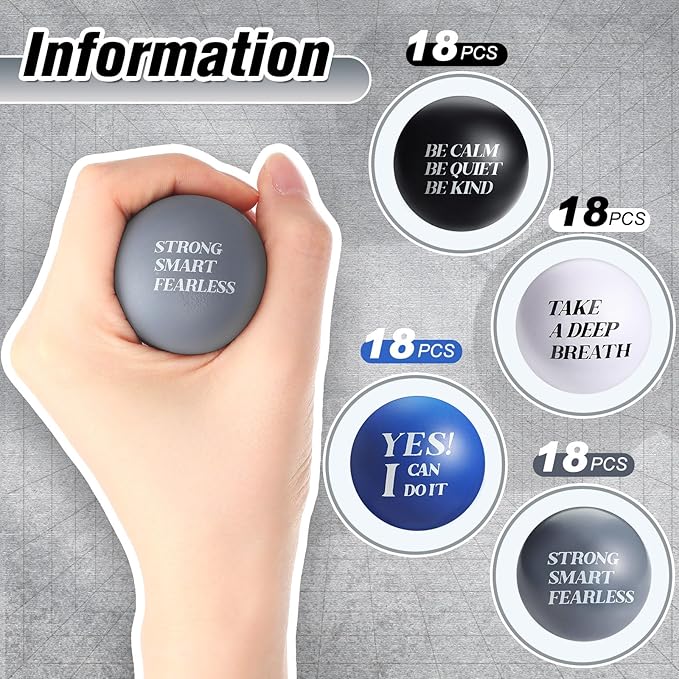 Jerify 72 Pcs Motivational Stress Balls Bulk Inspirational Stress Balls Colorful Foam for Adults Hand Exercise Small Therapy Fidget Relief Anxiety Toys for Coworkers Gifts Fidget