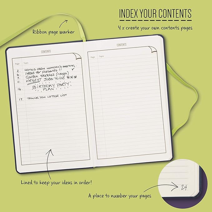 IF Bookaroo Notebook A5, Journal - Navy, Classic Ruled Notebook, Hard Cover with Soft PU, (A5) 21.5 x 13.5cm, 192 Pages