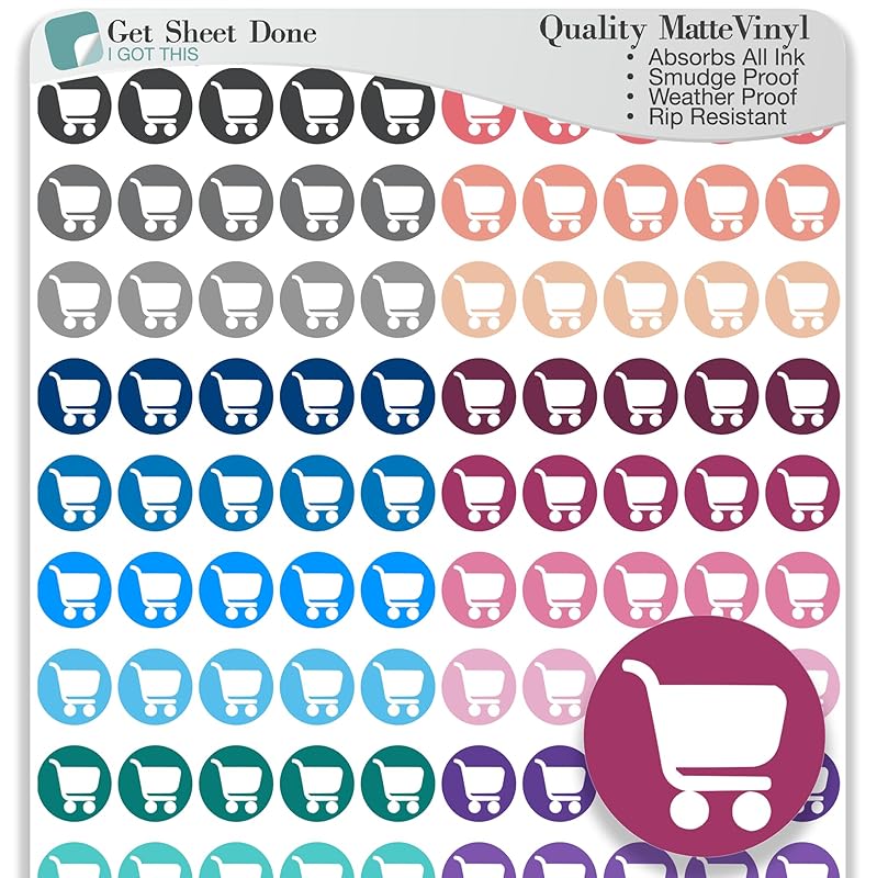 Grocery Shopping Planner Sticker / 110 Vinyl Dot Stickers (1/3”) / Transparent/Chores Productivity Life Planner/Bujo Bullet Journaling/Todo Reminder (1 Sheet)