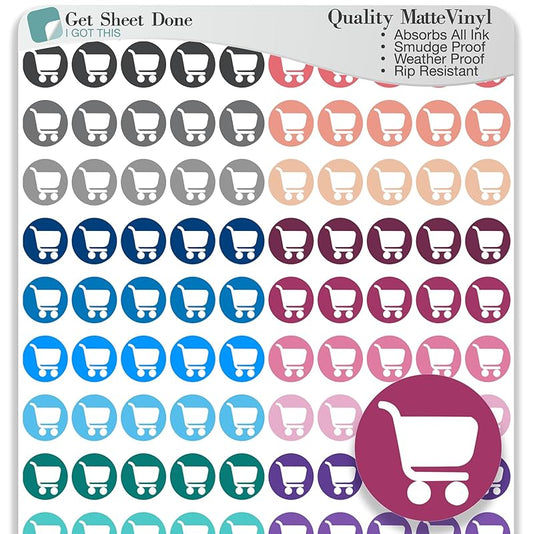 Grocery Shopping Planner Sticker / 110 Vinyl Dot Stickers (1/3”) / Transparent/Chores Productivity Life Planner/Bujo Bullet Journaling/Todo Reminder (1 Sheet)