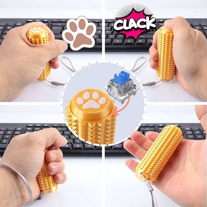 2PCS Little Ouchies Fidget with Cat Dog Paw Button, Sensory Pain Stim Fidget Toys for Adults & Teens, Anxiety and Stress Relief Items, Spiky Grippy Stim Tool, Portable ADHD Autism Fidget Clicker