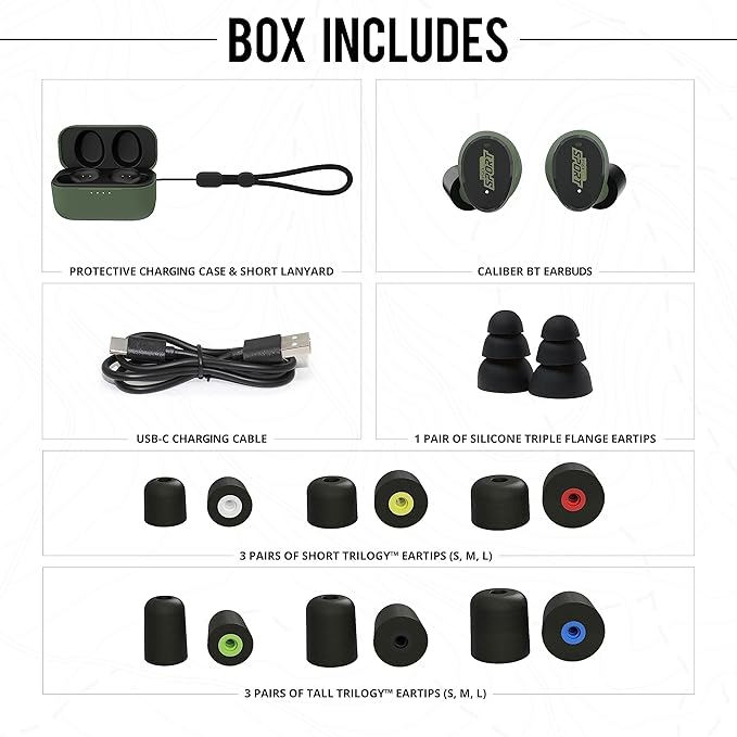 ISOtunes Sport Caliber BT Shooting Ear Protection for Gun Range – Bluetooth Hearing Protection for Shooters, 25 dB Noise Reduction Rating (NRR) Shooting Ear Buds with Electronic Ear Protection