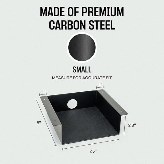 Under Desk Storage Shelf - Carbon Steel Under Desk Tray with Cable Management, Mountable Add-On Shelf for Table & Office Desks (7.5" x 8" x 2.8")