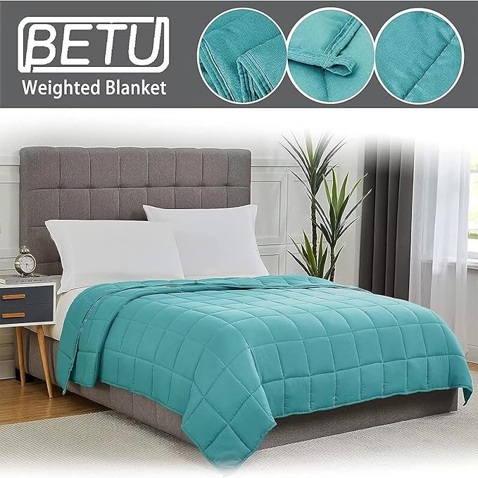 Teal Weighted Blanket for Adults 20lbs, 80"x87", King Size Cooling Heavy Throw Blanket for 130-220lbs, Microfiber Soft Thick Big Blankets Weighted Comforter Breathable Gift for Sleeping