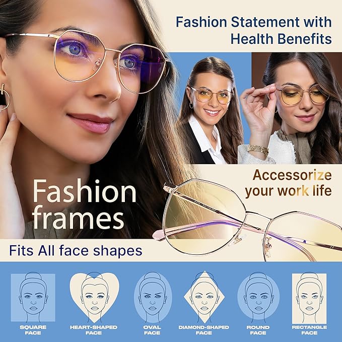 Prospek Blue Light Blocking Glasses for Women Oversized I Lightweight Titanium Frame for Computer with Anti-glare to Reduce Eyestrain I ERA