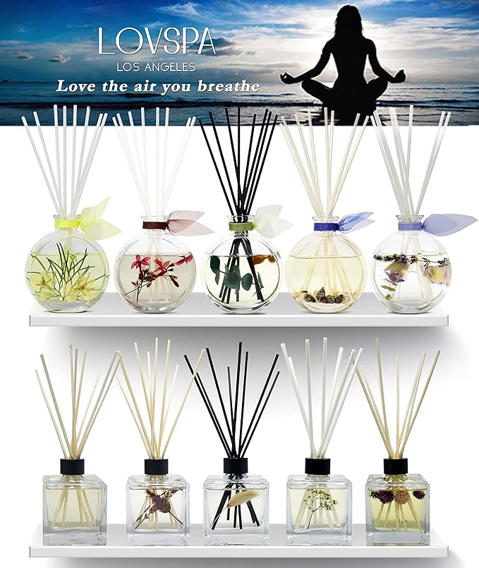 LOVSPA Reed Diffuser Set, Euphoria Luxe Linen Scented Oil Diffuser with Sticks, Home Fragrance Accessories for Bathroom Shelf Decor, Aroma Diffusers for Home or Office Fall Decor, USA Made
