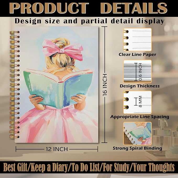 Reading Spiral Notebook 5.5x8.3, Book Lovers Gifts, Gifts for Readers Bookish Book Lovers Women, Preppy Girls Reading Journal Notebooks for Note Taking