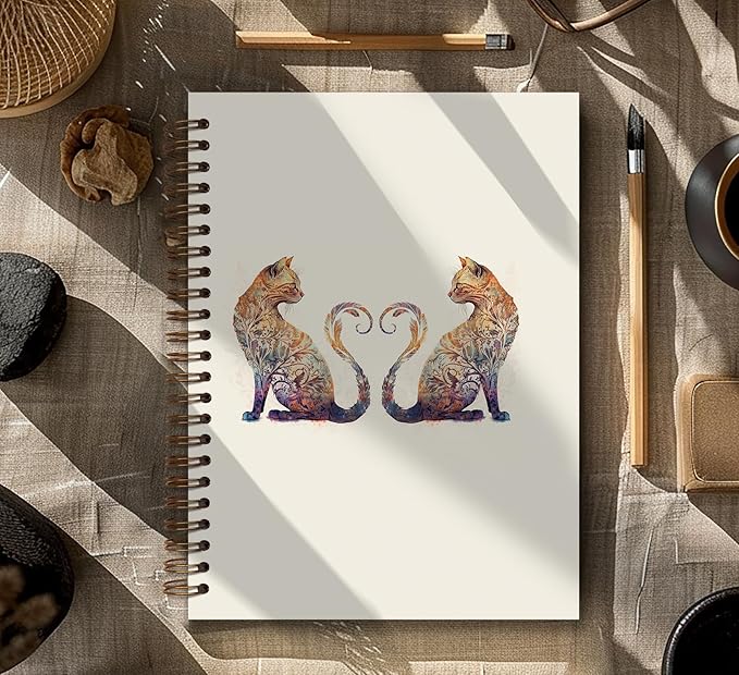 Cat Spiral Notebook,Cat Journal for Women,Gifts for Cat Lovers,Cat Notebooks for Kids,Cat Office Supplies5.5x8.3