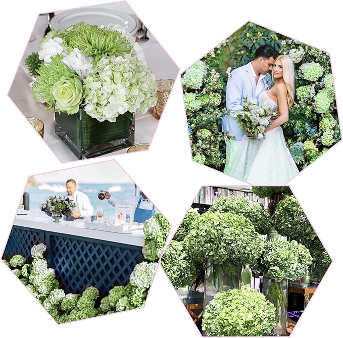 Light Green Hydrangea Artificial Flowers 3pcs Lifelike Faux Hydrangea Real Touch Fake Flowers for Home Wedding Office Party Living Room Decoration,22inch