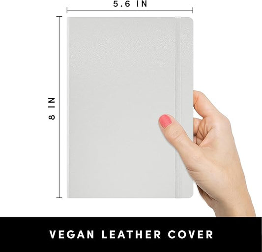 PAPERAGE Blank Journal Notebook, (Light Grey), 160 Pages, Medium 5.6 in x 8 in - 100 GSM Thick Paper – Hardcover Journaling Notebook for Work, School, Note Taking or Sketching