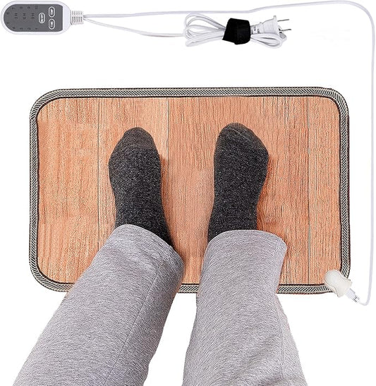 Heated Floor Mat - Foot Warmer Under Desk, 15.7x19.7in Heated Feet Rest for Home Office Desk, Winter 110V Electric Heating Pad with 3 Timers & 10 Adjustable Temperature