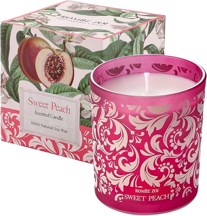 Scented Candle - Sweet Peach - 6oz Aromatherapy Soy Wax Jar Candle for Home, Gifts for Women - 170g