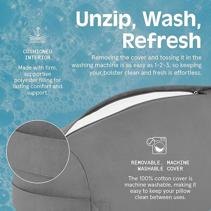 Retrospec Retrospec Sequoia Yoga Bolster Pillow - Meditation Cushion for Yoga Practices - Includes Machine Washable 100% Cotton Cover & Durable Carry Handle