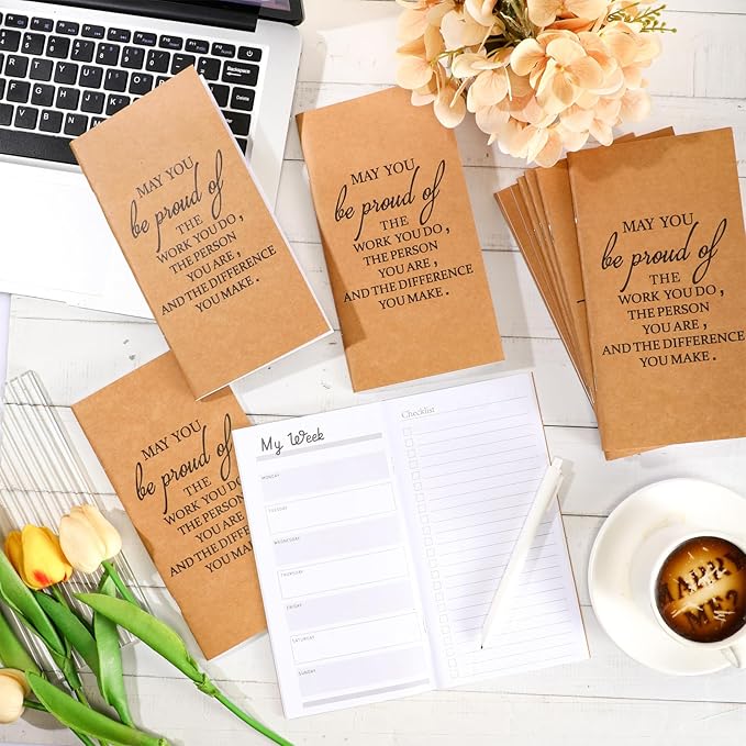 Qilery 30 Pcs Bulk Pocket Planners 2025 Habit Tracker Notebooks Gifts for Students Teachers Employee Coworkers to Do List Weekly Goals Notepads with Inspirational Quotes(Proud)