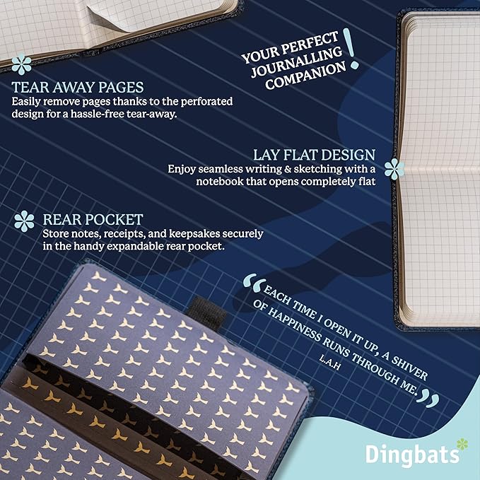 Dingbats* - Wildlife A6 Plain Pocket Notebook - PU Leather Hardcover Small Journal for Work, Travel - Pocket, Elastic Closure, Pen Holder, Bookmark