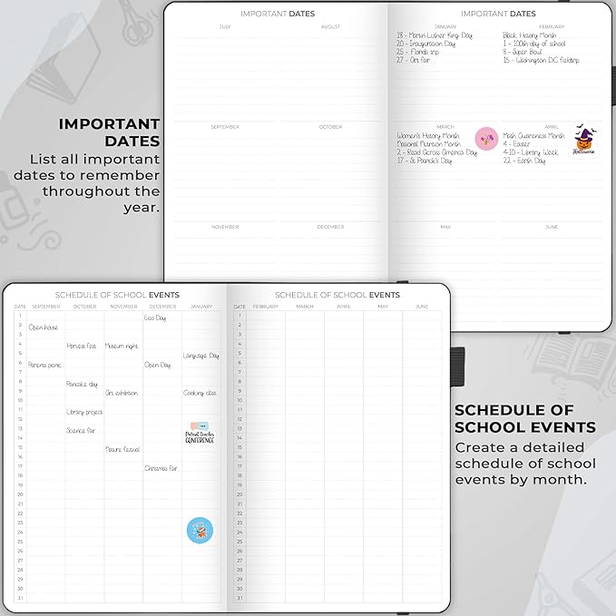 Clever Fox Teacher Planner – School Year Planner with Calendars & Lesson Plans – Teacher Plan Book for Classroom & Homeschool Organization - Undated, 7x10″, Hardcover (Black)