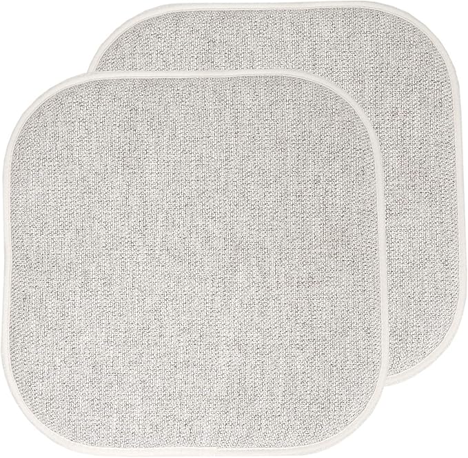 Sweet Home Collection Chair Cushion Memory Foam Pads Honeycomb Pattern Slip Non Skid Rubber Back Rounded Square 16" x 16" Seat Cover, 2 Pack, Alexis Cream/Brown