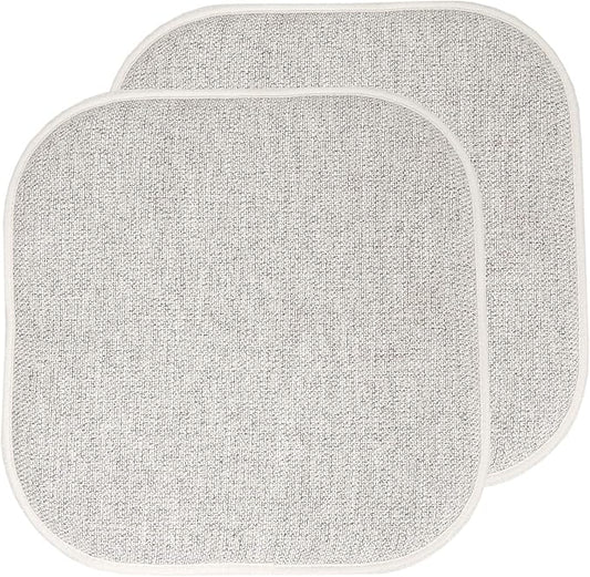 Sweet Home Collection Chair Cushion Memory Foam Pads Honeycomb Pattern Slip Non Skid Rubber Back Rounded Square 16" x 16" Seat Cover, 2 Pack, Alexis Cream/Brown