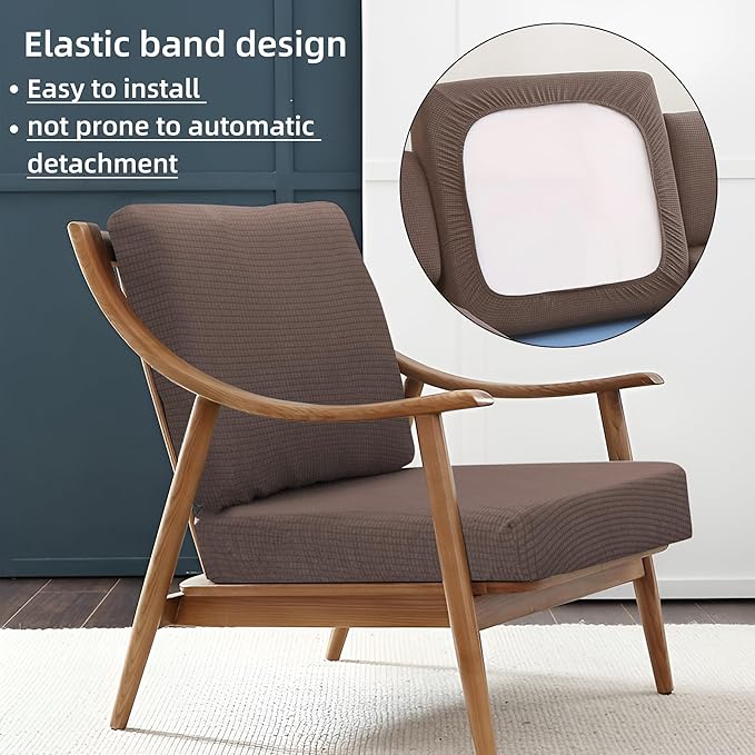 8Pcs Stretch Patio Cushion Cover Outdoor Cushion Cover Slipcovers Couch Cover Waterproof Replacement Sofa Cushion Covers Thick Jacquard Textured Twill Fabric Porch Patio Furniture Protector（Camel）