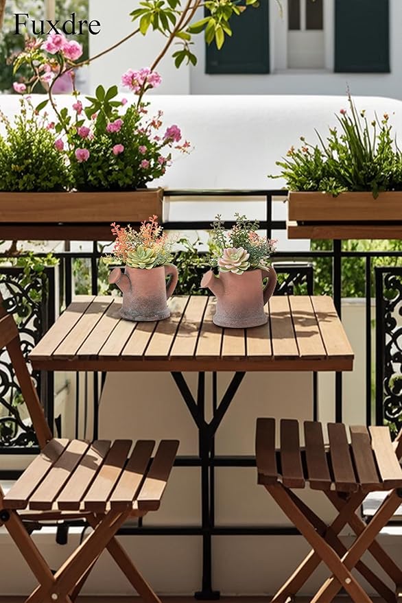 2-Pack Artificial Succulent Plants in Vintage Pots - Waterproof Fake Plants for Home Office Desk Decor - Low Maintenance Indoor Greenery for Bathroom Shelf Table
