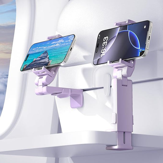 Perilogics 2025 Upgraded Travel Essentials Must Have Airplane Phone Holder Mount. Improved Ergonomic Lever, Perfect for Long Flight, Cruise, Desk, Travel Gift for Content Creator (Lavendar)