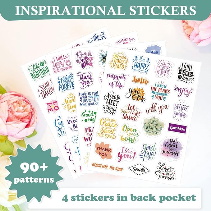 Gratitude Journal with 4 Inspirational Stickers: Undated Daily Gratitude Journal for Women and Men - More Happiness, Affirmation, and Mindfulness in A Few Minutes with Prompts & Quotes (Green)