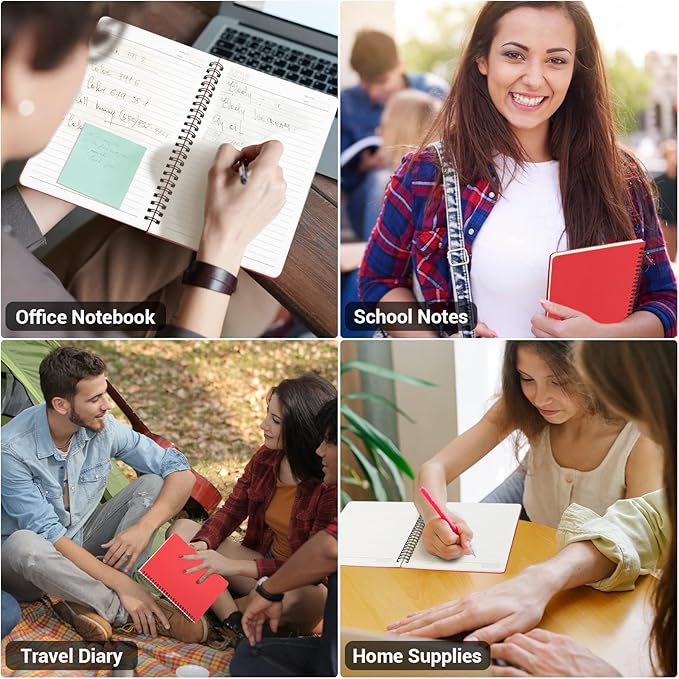 EUSOAR Spiral Lined Notebook, A5 3packs 5.5"X8.3" 120 Pages Lined Travel Writing Journal, Memo Notepad Sketchbook, Students College Office Business Subject Diary Ruled Spiral Book Journal-Red Cover