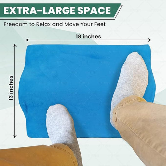 2-in-1 Portable Foot Rest Pro - Extra Large - Foot Rest & Foot Leg Exerciser - Improve Circulation & Relax Exercise Massage Foot Under Desk Work Office Chair, Gaming & Home (Blue)