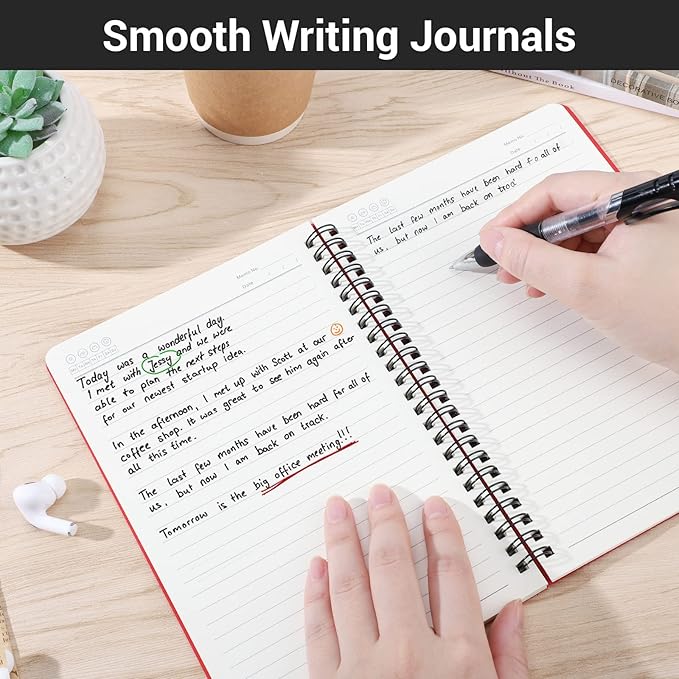 EUSOAR College Ruled Spiral Notebook, A5 1pack 5.5"X8.3" 160 Pages Lined Travel Writing Subject Notebooks Journal, Memo Notepad Sketchbook, Students Office Business Diary Ruled Journal-Red Cover