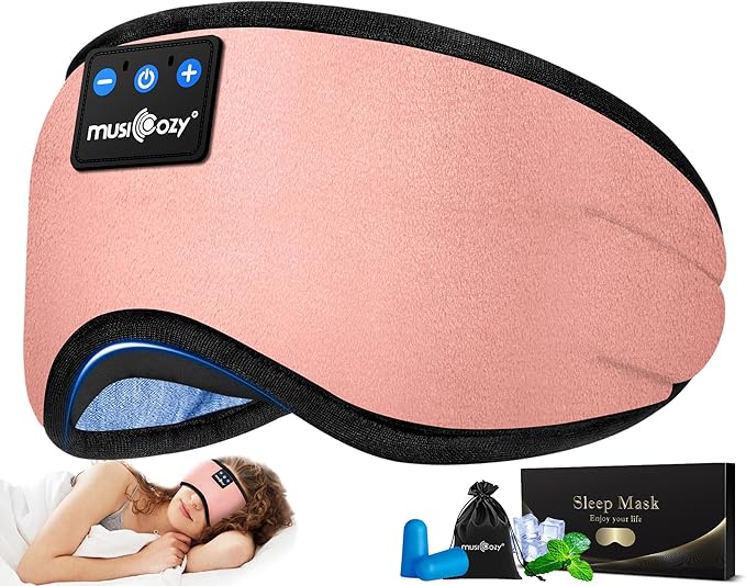 MUSICOZY Sleep Headphones Bluetooth 5.4 Headband Sleeping Eye Mask for Mom Women Men Wireless Music Earbuds Earphones for Side Sleepers Built-in HD Speakers Cool Gadgets Unique Gifts