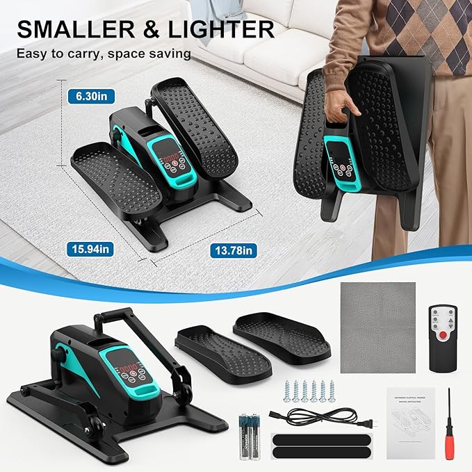 VIVURN-018 Under Desk Elliptical 5 Mode 12 Speed Low Impact Mini Electric Leg Exerciser As Seen on TV While Sitting for Seniors with Non-Slip Mat Quiet&Portable Seated Elliptical for Home and Office