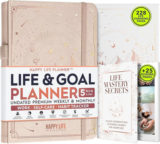 Life Mastery Planner - A 12 Month Journey to Crush Your Goals, Increase Productivity, Passion, Success & Happiness - Weekly & Monthly Life Planner, Habit-Tracker, Gratitude Journal & Organizer, A5