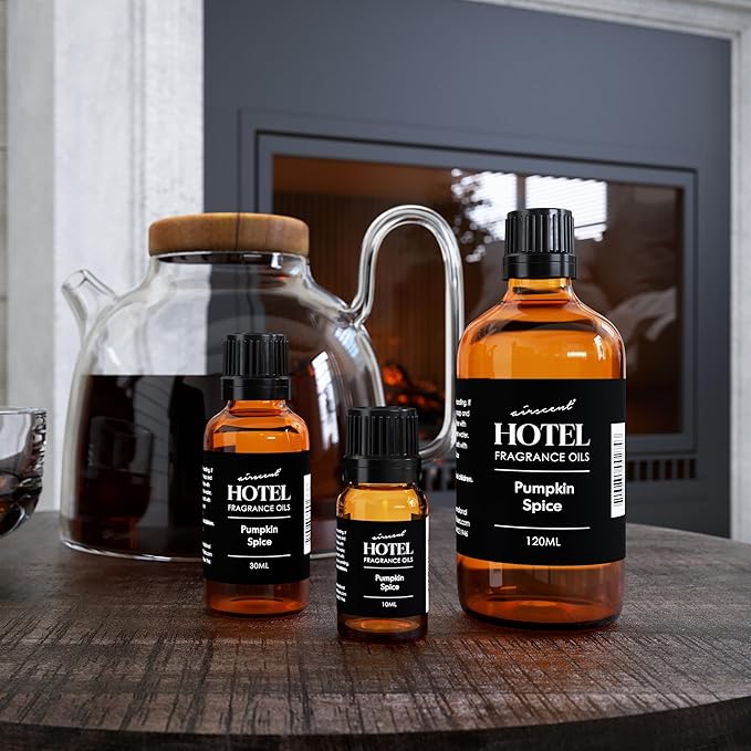 AirScent Pumpkin Spice Diffuser Oil - Pumpkin Spice Fragrance Oil Blend for Ultrasonic and Waterless Diffusers and Crafting - 500 mL, 16.9 fl oz Glass Bottle - Fall Scents