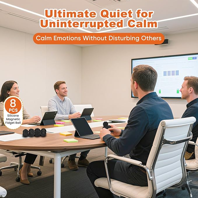 4 Pieces Fidget Toys Adults Magnetic Fidget Balls Silicone Magnetic Fidgets Anxiety Relief Items for Anxiety ADHD Portable Desk Toys for Office Travel Home Party Gift Class Prizes(Black, 4)