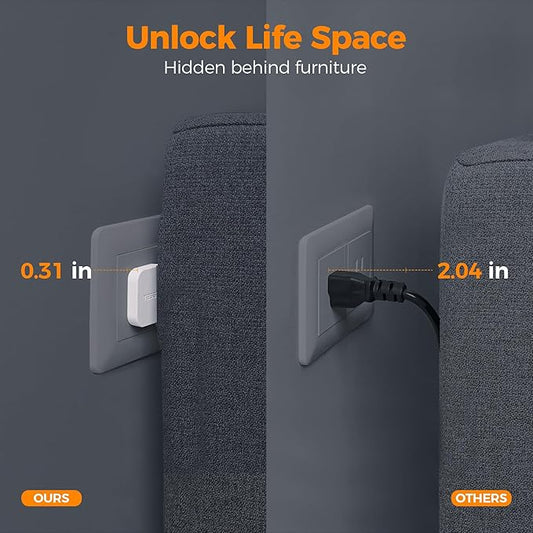 5FT Flat Extension Cord, TESSAN Surge Protector Power Strip with 4 Widely Spaced AC Outlets, 900 Joules Surge Protection, Ultra-Thin Flat Plug Desk Charging Station for Home Office Dorm Essentials