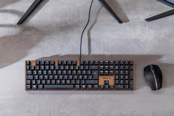 Cherry KC 200 MX Mechanical Office Keyboard with New MX2A switches. Modern Design with Metal Plate Frame. (Bronze W/MX2A Silent Red Switch)