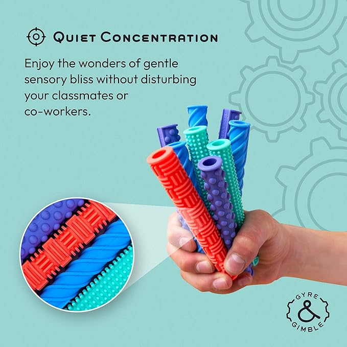 Gyre & Gimble Pencil Gidgets – Textured Silicone Pencil Sleeve for Quiet Fidgeting – Transform Your Mechanical Pencil into a Sensory ADHD Tool for Kids and Adults – 4 Sleeves & 2 Pencils