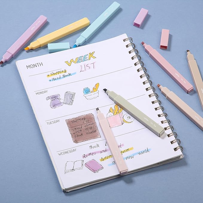 Mr. Pen- Aesthetic Highlighters, 8 pcs, Chisel Tip, Neutral Colors, Cute Highlighters Assorted Colors