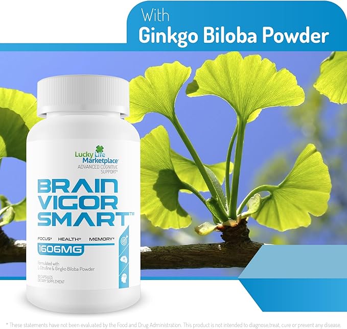 Brain Vigor Smart Brain Booster - Extra Strength Support for Focus, Health, and Memory - Improved Formula Made with Lion's Mane Mushroom & Ginkgo Biloba - Our Best Brain Vigor Smart Pills