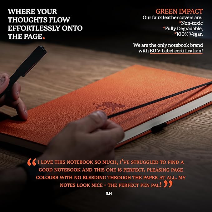 Dingbats* - Wildlife Lined Extra Large A4 Notebook - PU Leather Hardcover Journal for Work, Writing - Pocket, Elastic Closure, Pen Holder, Bookmark