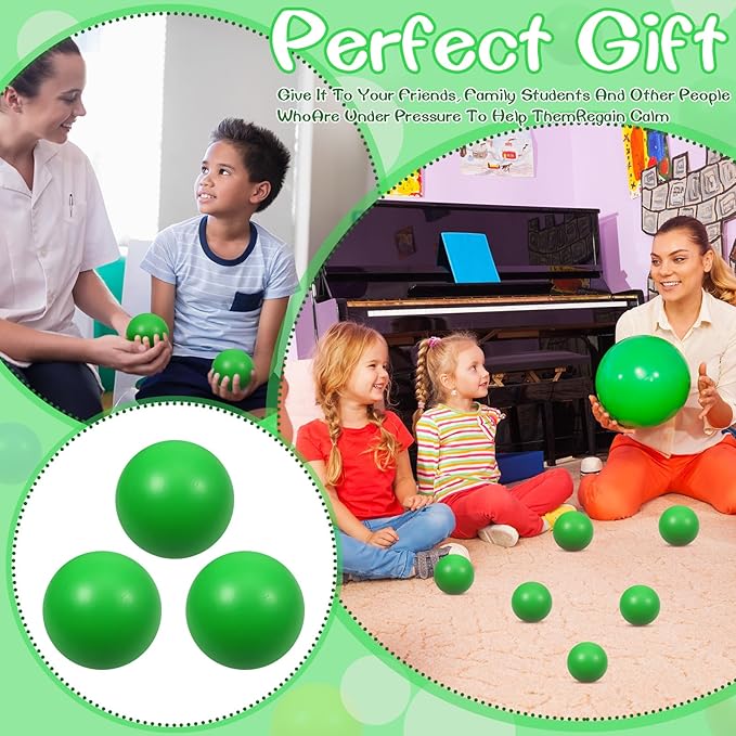 kymqlyw24 Pcs Green Foam Stress Ball Squeeze Stress Relief Balls for Kids and Adults Hand Exercise Sensory Relief Toys for Anxiety ADHD Autism （Green）