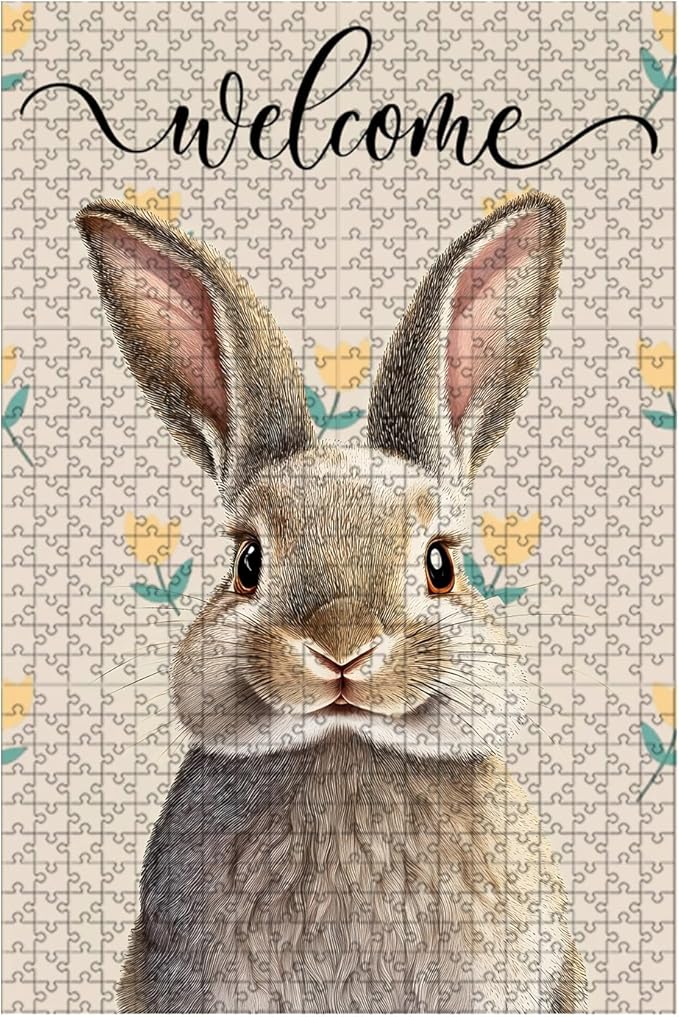 500 Piece Wooden Jigsaw Puzzle Rabbit Adults & Kids Difficult Challenge for Relaxation Focus & Family Entertainment 20.4x15 Inch