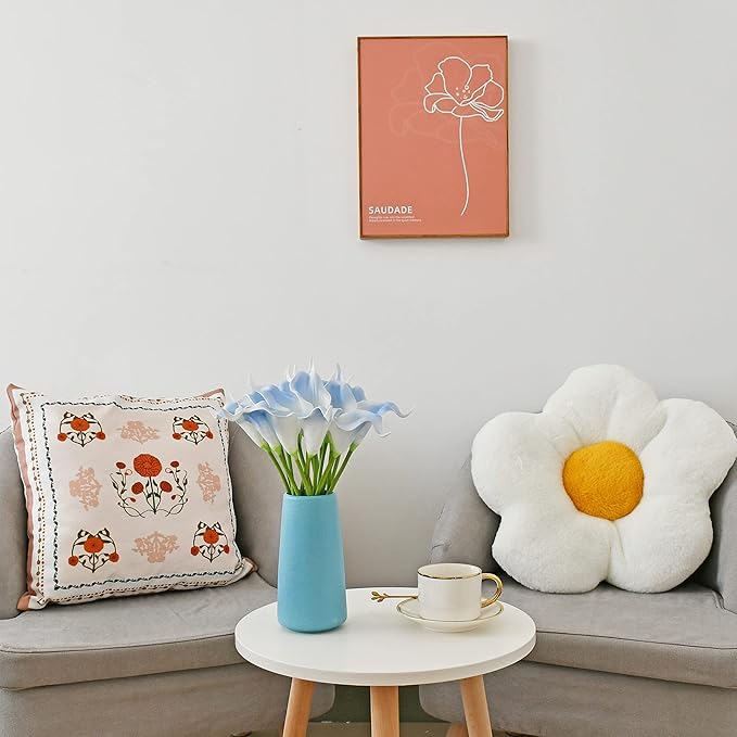 Mandy's PU Light Blue Calla Lily Artificial Flowers 20 Stems 13.5in Faux Realistic Centerpiece DIY Bridal Bouquet Home Décor